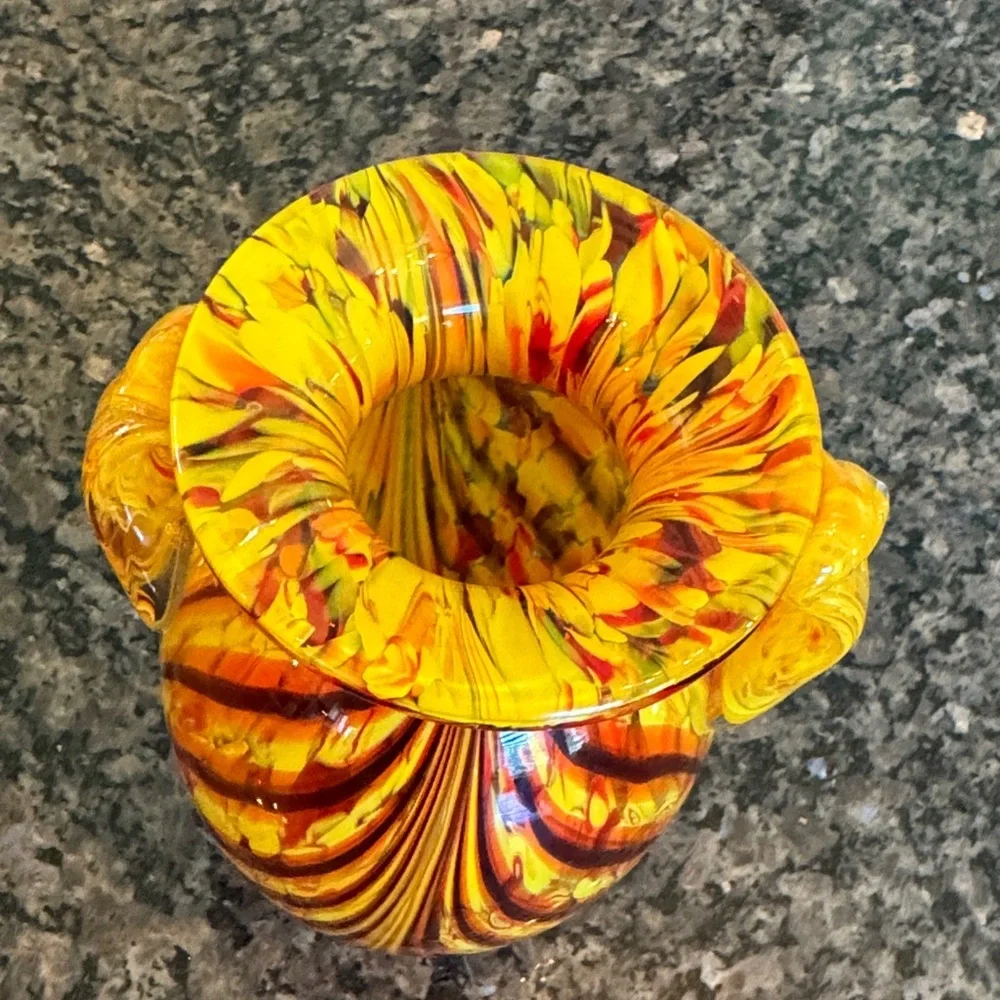 Murano Vibrant handblown Swirled Glass Vase EUC